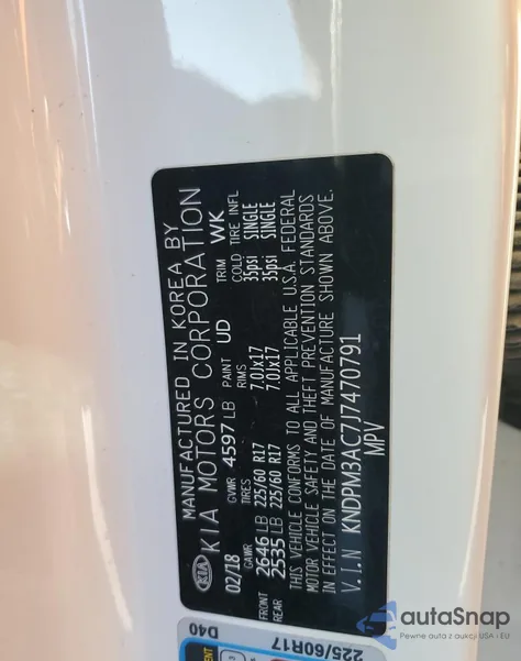 2018 Kia Sportage Lx from USA, damaged, VIN KNDPM3AC7J7470791